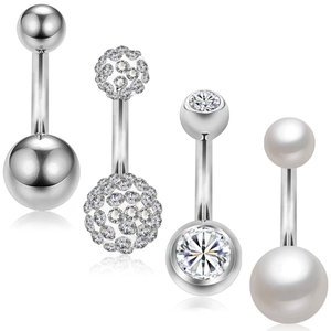 Anelli Per Ombelico Acciaio Chirurgico 316L Perla Artificial Sintetica Zirconia Gioielli Per Piercing Corporeo Minimalista Elegante Donna