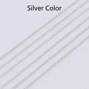 Parallel rows of silver DIY metal craft chains for jewelry making and accessories