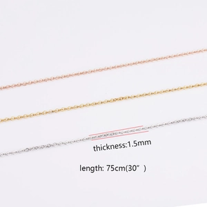 Catene in acciaio 18k placcate oro da 1,5mm e 75cm, set di tre colori diversi