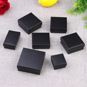 Black diamond pattern jewelry gift boxes in various sizes with elegant texture