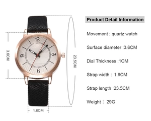 Specifiche dettagliate sulle dimensioni e parametri tecnici per questo orologio al quarzo