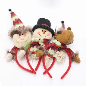 Christmas Headbands Plush Knitted Santa Claus Snowman Reindeer Hair Hoops Holiday Party Decoration Ornaments Adults Kids