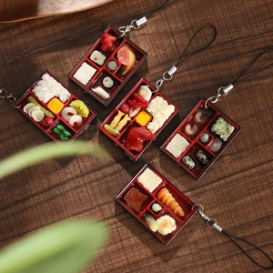 Porte-clés bento japonais réaliste avec mini figurines de sushi et de tempura