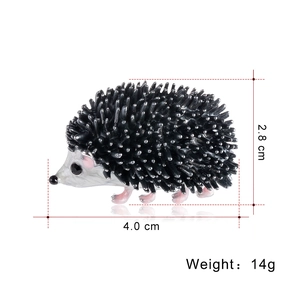 Cartoon hedgehog enamel brooch with dimension marks 4.0cm length and 2.8cm height