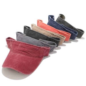 Washed cotton open top sun visors for men and women in seven various colors