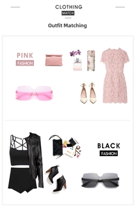 Fashion layout showing trendy candy-colored sunglasses styled with stylish clothing sets