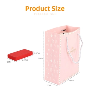 Pink Princess gift bag dimensions 15x7x20cm with silver handles and red block accessory