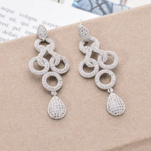 Luxury S925 silver needle drop earrings with sparkling colorful zircon tassels