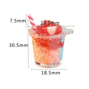 Miniature luminous glowing slushie cup model with measurements for DIY jewelry making