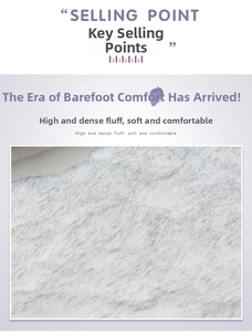 Detail of high and dense long fluff on light grey carpet with soft texture