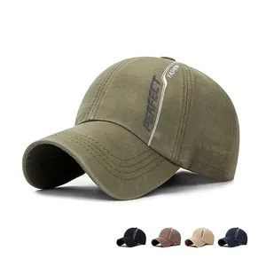 Casquette De Baseball En Coton Lavé Slub Avec Imprimé Lettres Perfect Fashion Boucle Métallique Réglable Unisexe