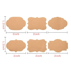 Roll of 300 brown kraft paper DIY labels with 6 decorative shapes and 1.2x2 inch dimensions