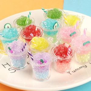 Luminous two-tone miniature smoothie cups for DIY jewelry and keychain accessories