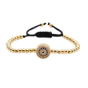 Evil Eye Beaded Bracelet Copper Micro Pave Zirconia Adjustable Woven Cord Nazar Protection Charm Jewelry Women Men