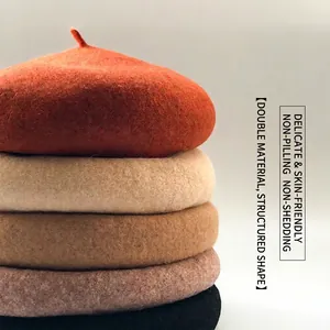 Classic wool beret hats for women in multiple colors with warm thick texture