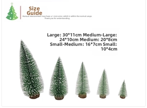 Detailed size specifications for 3D mini pine needle Christmas trees from 10cm to 30cm
