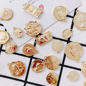 Alloy Gold Plated Retro Coin Charms Vintage Portrait Pendants For DIY Jewelry Making Necklaces Earrings Accessories