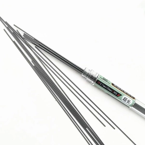 Close-up of 0.7mm 2B premium resin pencil leads with 120mm extra long refills box