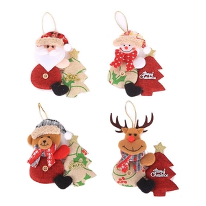 Set of 4 Christmas tree ornaments featuring Santa Claus Snowman Bear and Reindeer
