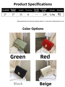 Détails du produit et options de couleurs pour sac bandoulière en PU avec chaîne