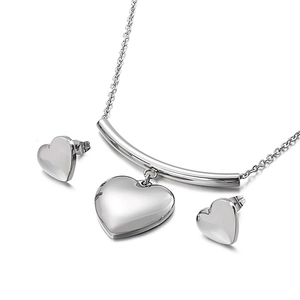 Juego de Joyas de Corazón de Acero Inoxidable para Mujer Collar con Colgante de Corazón 3D Minimalista y Pendientes de Botón a Juego Joyas de Regalo