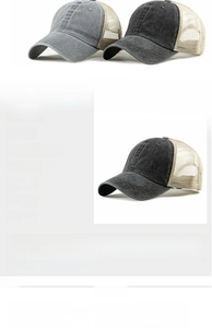 Detail showing breathable mesh panels and adjustable metal buckle on baseball cap