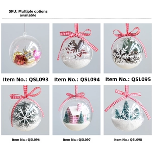 Detailed grid of transparent Christmas ornaments featuring miniature holiday scenes inside