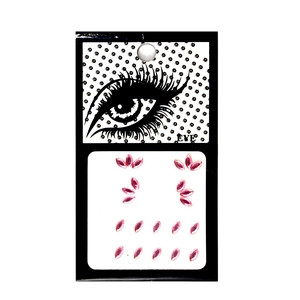 Detailed macro view of 16-piece pink acrylic marquise eye gems on self-adhesive backing
