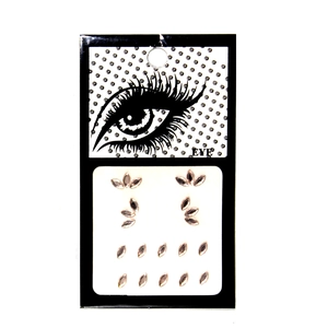 Front view of light pink and clear adhesive acrylic rhinestones for eye and face makeup