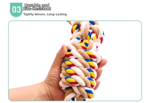 Dettaglio ravvicinato di un gioco in corda di cotone intrecciata spessa e resistente