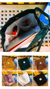 Detailed internal storage with magnetic snap and six corduroy tote bag color options