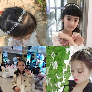 Detail shots of rhinestone and pearl floral headband worn by children and adults