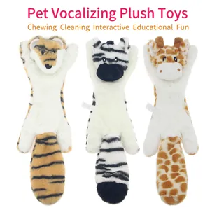 Squeaky Dog Toy Unstuffed Plush Animal Skin Interactive Chew Squeak Toys Realistic Pattern Soft Polyester For Pets