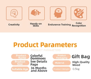 Detailed product parameters for wooden colorful dominoes educational toy set
