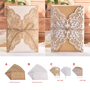 Laser Cut Invitation Cards Hollow Lace Butterfly Wedding Engagement Party Favors With Kraft Paper Inner Sheet Jute Twine