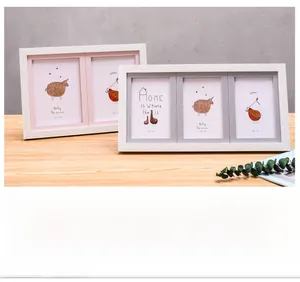 Minimalist multi-frame photo set in white wood finish for home wall decor