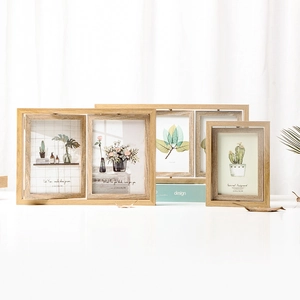 Nordic wooden rotating double-sided photo frame set for 10x15cm and 13x18cm art prints