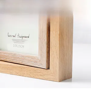 Detail shot of natural wood texture and density board frame for 10x15cm photos