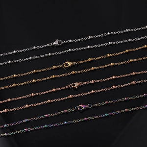 Stainless Steel Bead Chain Necklace Mirror Polished Vacuum Plated Satellite Chain For Men And Women DIY Jewelry Accessory
