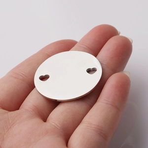 30mm roestvrijstalen ronde hanger met hartuitsparingen voor DIY-sieraden maken