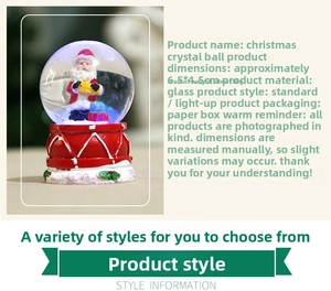 Detail of Christmas crystal ball with Santa Claus figure and dimensions 6.5x4.5cm
