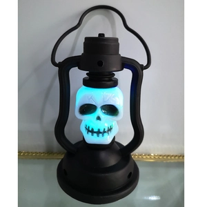 Halloween LED skull lantern detail, portable night light decorative lamp for ghost festival.