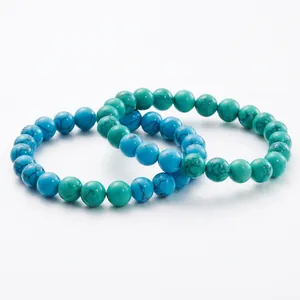 Beaded Bracelet Turquoise Natural Stone Round Beads Stretch Hand Chain Boho Ethnic Vintage Jewelry For Men Women