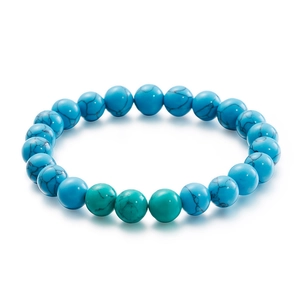 Fashionable turquoise beaded bracelet featuring polished blue and green stones with mineral veins