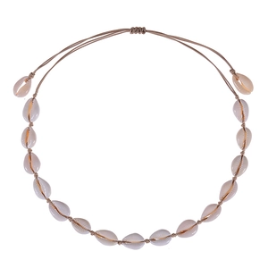 Bohemian Natural Cowrie Shell Necklace And Bracelet Handmade Woven Rope Choker Adjustable Beach Jewelry For Women