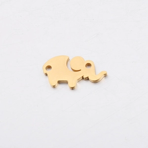 Polished gold elephant pendant with double holes for DIY jewelry making and necklaces