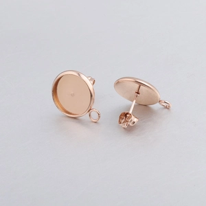 Rose gold stainless steel stud earring bases with hanging loops for DIY jewelry making