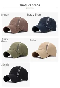 Collage de cinq casquettes de baseball vintage en coton délavé en marron, bleu, vert et noir