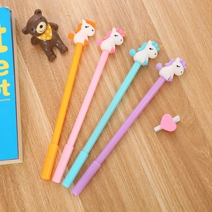 3D Cartoon Unicorn Gel Pen Cute Animal Plastic Stationery With Soft Silicone Topper For Kids Office Supplies Black Ink