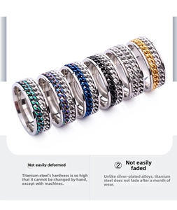 Detail showing titanium steel rotatable chain rings in six colors with anti-fade finish
